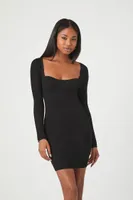 Women's Sweetheart Midi Sweater Dress in Black Large