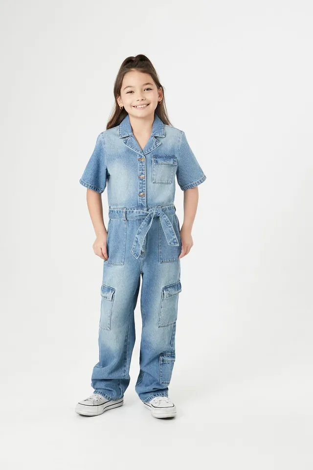 Girls Denim Cargo Pants (Kids)