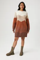 Women's Chevron Mini Sweater Dress Tan