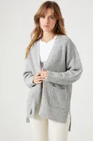 Women's Open-Front Cardigan Sweater in Grey, XL