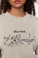 Women's New York Graphic Pullover in Taupe Small