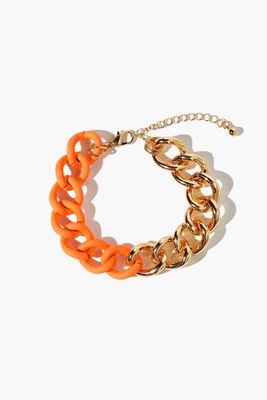 Women's Colorblock Chunky Chain Bracelet in Orange/Gold