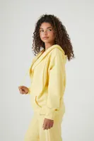 Women's Fleece Zip-Up Hoodie in Light Yellow Small