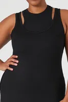 Women's Combo Bodycon Midi Dress in Black, 0X