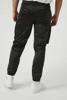 Men Satin 3D Pocket Cargo Joggers in Black Medium