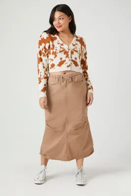 Women's Cargo Midi Skirt in Taupe Small