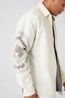 Men Tie-Dye Long-Sleeve Shirt in Cream/Black Large