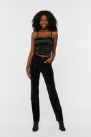 Women's Strappy Satin Cropped Cami Black