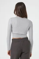 Women's Super Cropped Turtleneck Sweater in Dark Grey Small