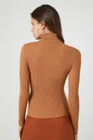 Women's Ribbed Turtleneck Sweater-Knit Top