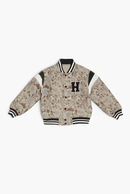 Kids Jacquard Bomber Jacket (Girls + Boys) in Taupe, 7/8