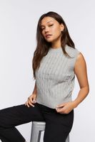 Women's Cable Knit Sweater Vest in Heather Grey Large