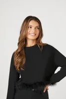 Women's Feather-Trim Pullover Black