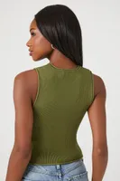 Women's Cropped Sweater-Knit Tank Top in Olive Small