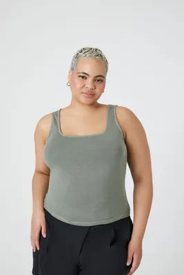 Women's Jersey Knit Tank Top in Dark Olive, 0X