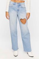 Women's Heart Cutout Straight-Leg Jeans in Light Denim, 27