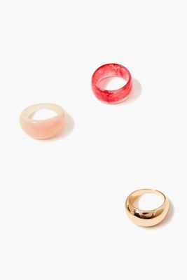 Women's Marble Ring Set in Pink/Gold, 6