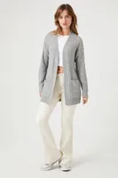 Women's Open-Front Cardigan Sweater in Grey Large