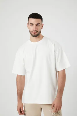 Men Cotton Crew T-Shirt in White Small