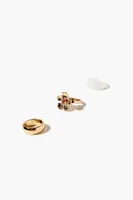 Women's Faux Gem Flower Ring Set in Gold, 7