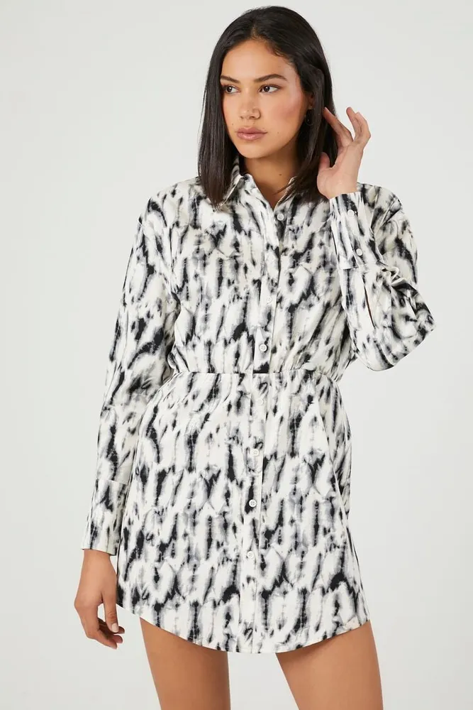 Women's Abstract Print Mini Shirt Dress