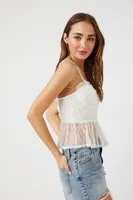 Women's Lace Ruffled Flounce Cami in Cream Small