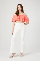 Women's Off-the-Shoulder Flounce Crop Top