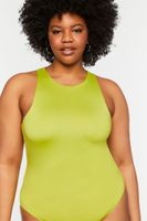 Women's Sleeveless Contour Bodysuit in Green Apple, 0X