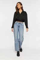 Women's Cropped Satin Shirt