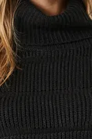 Women's Ribbed Knit Turtleneck Sweater in Black, XL