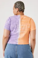 Women's Ribbed Tie-Dye T-Shirt Orange/Purple,