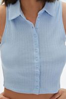 Women's Cropped Sleeveless Shirt in Sky Blue Large