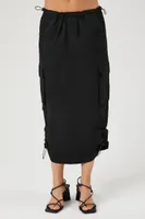 Women's Poplin Cargo Midi Skirt in Black Medium