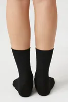 Ribbed-Trim Crew Socks in Black