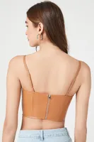 Women's Faux Leather Cutout Bustier Top Toasted Almond