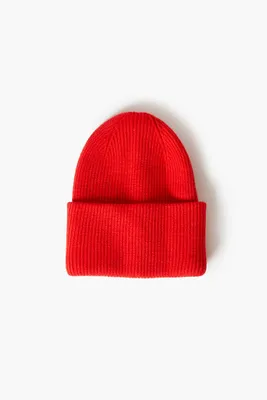 Kids Ribbed Beanie (Girls + Boys) in Red