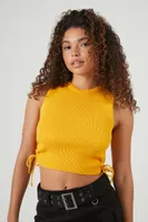 Women's Ruched Drawstring Crop Top Varsity Gold