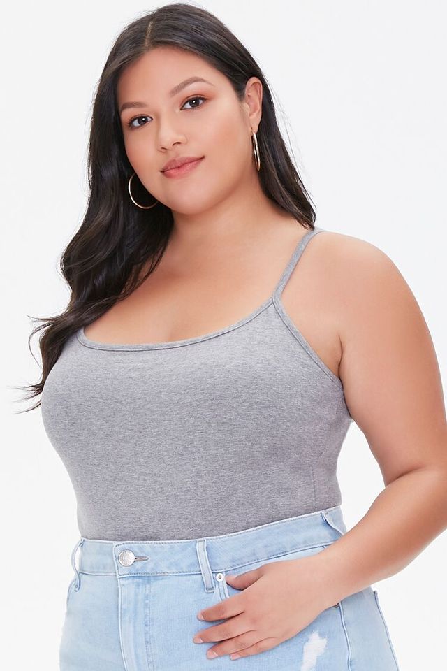 Forever 21 Women's Reversible Cami Bodysuit in Black/Grey, XL