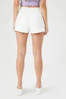 Women's Twill High-Rise Cargo Shorts in Cream Medium