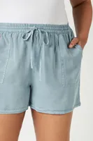 Women's Chambray Pocket Shorts in Blue, 0X