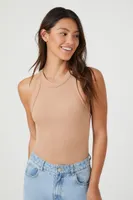 Women's Seamless Sleeveless Lingerie Bodysuit in Taupe Small