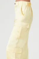 Women's Satin Tie-Hem Cargo Pants in Yellow Small