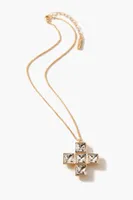 Women's Frasier Sterling Faux Gem Cross Necklace in Gold/Clear