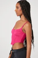 Women's Cropped Bustier Cami in Hot Pink, XL