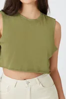 Women's Cropped Muscle T-Shirt Olive