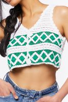 Women's Sweater-Knit Crochet Crop Top Medium