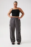 Women's Drawstring Cargo Joggers in Grey, 0X