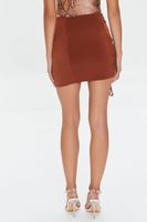 Women's Ruched Drawstring Mini Skirt in Brown Small