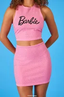 Women's Barbie Crop Top & Mini Skirt Set Pink/Black