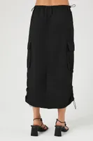 Women's Poplin Cargo Midi Skirt in Black Medium